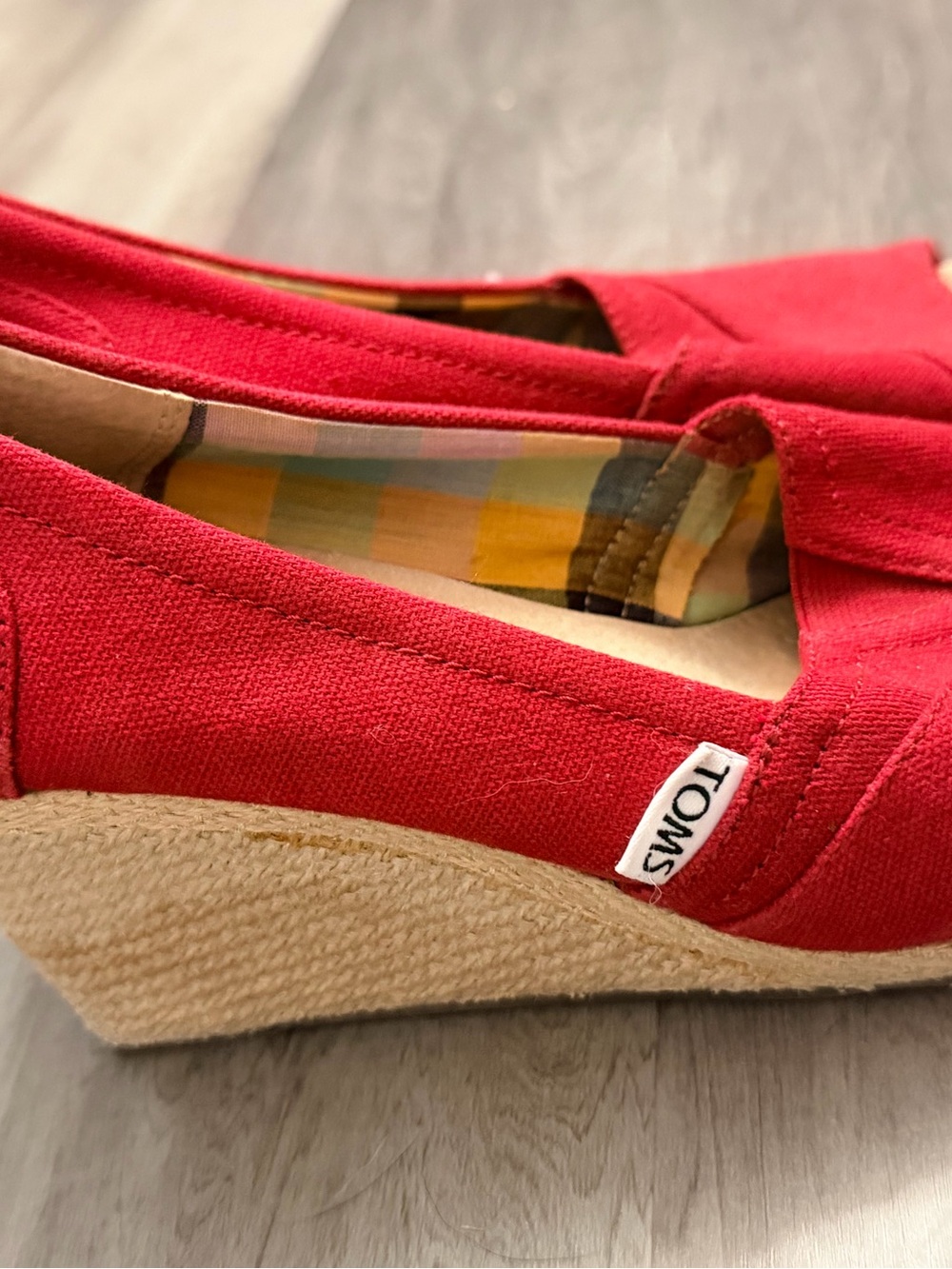 TOMS Red Canvas Wedge Espadrille (Women's)